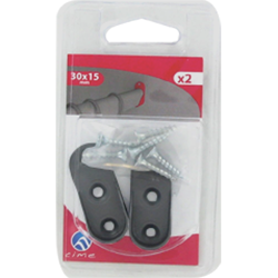Support d'extrémité noir pour tube de penderie 30x15 - 2 pces
