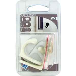 2 Crochets porte canne H40mm alu blanc
