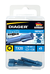 Boite de 5 embouts de vissage blue-shock longueur 30 mm empreinte Torx n° 40