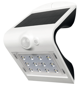 Applique murale Solaire IP65 blanche + détecteur de mouvements double éclairage 4000K blanc naturel