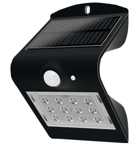 Applique murale Solaire IP65 noire + détecteur de mouvements