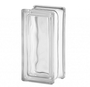 Demi brique de verre neutre ondulée 19x9x8cm