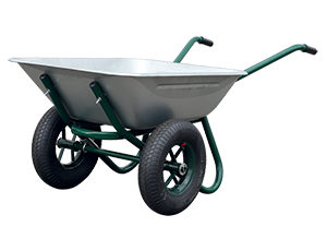 Brouette 150L 2 roues gonflables grises coffre galva-brancart vert