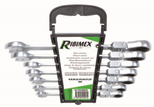 Lot de 7 clés mixtes à cliquet chrome vanadium - oeillet articulé 180°