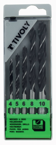 Coffret de 5 forets bois 3 pointes Ø4-5-6-8-10mm-queue cylindrique