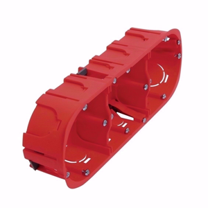 Boîte cloison sèche 3 postes double sens Ø67 P40 rouge