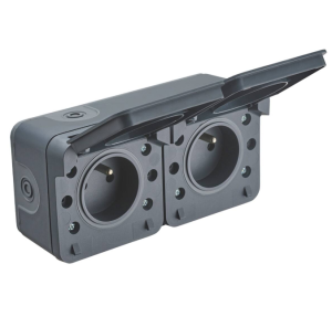 Double prise 2P+T CYKLONE IP55 anthracite