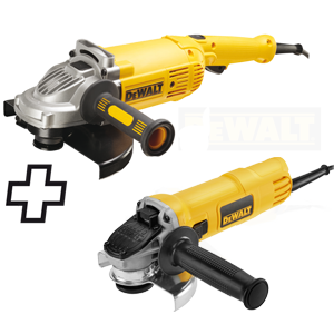 Duo meuleuses 2200W Ø230mm+900W Ø125mm DEWALT DWE492DUO2-QS Livré en boite carton