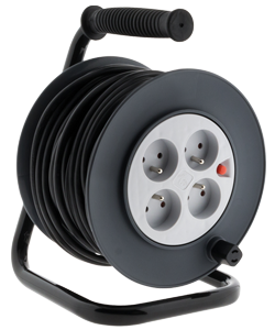 Enrouleur bricolage 25m - 16A 3G1,5mm2 4 prises + coupe circuit