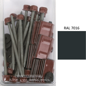Kit 25 fixations bac acier 1000T sur bois - Anthracite RAL7016