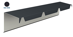 Bande de faitage sur mur Bleu en 2.10m RAL 5008 developpé 400mm 2m utile