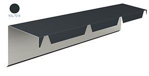 Bande faitage sur mur Anthracite 2.10m RAL 7016 developpé 400mm 2m utile