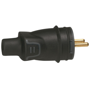 Fiche mâle droite 2P+T noir