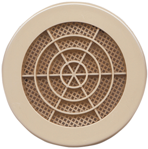 Grille ronde fixe PVC sable Ø123 à clipser avec moustiquaire