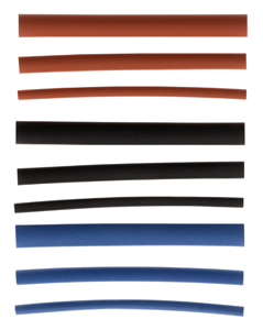 18 gaines thermorétractables L.80mm bleu/ rouge/ noir