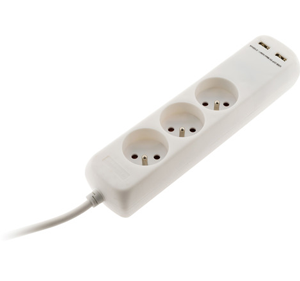 Bloc 3 prises 16A + 2 USB 2,1A câble 1m - FIN DE SERIE