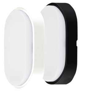 Hublot ovale 10W IP54 blanc-noir 700lm 4000K + 2 collerettes interchangeables