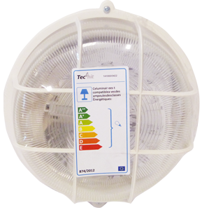 Hublot rond 100W à vis E27 IP44 + Grille de protection