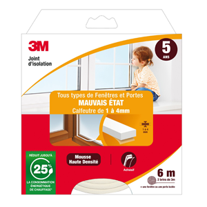 Joint Classique Blanc 1/4mm x 6m - portes et fenêtres Mauvais état