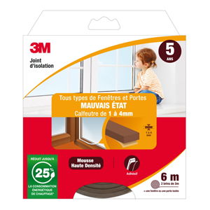 Joint Classique Marron 1/4mm x 6m - portes et fenêtres Mauvais état