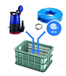 Kit inondation pompe VCDC-500-P2 + tuyau 10m Ø35 + collier + caisse - 500W - 12,5m3/h SPIDO