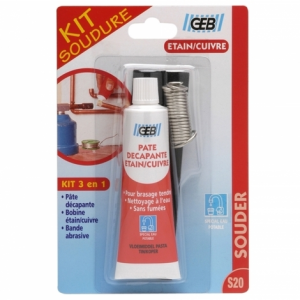 Kit 3 en 1 soudure ETAIN/ CUIVRE - tube décapant 50ml + bobine 20g