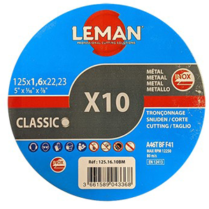 Lot 10 disques métal Ø125mm leman