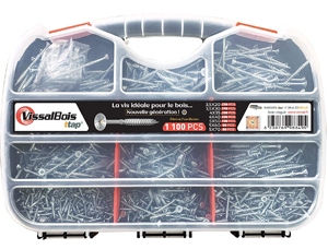 Mallette plastique vis agglo + embouts TF torx - 1100 pces