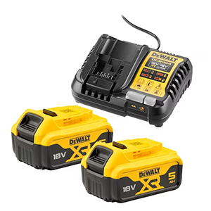 Pack 2 batteries 18V 5Ah + chargeur DEWALT DCB1104P2-QW