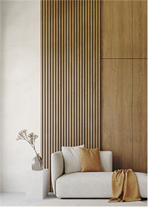 Lot 4 px muraux déco 240x32x2cm Chêne Blond - Feutrine 9mm noire PET - Soit 3,072m² par paquet -
Réducteur de bruit - bois véritable - résistant à l'humidité