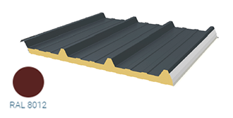 Panneau sandwich 40mm 8m10x1m utile - RAL8012 Rouge