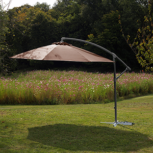 Parasol acier déporté rond Taupe Ø 3m Toile Polyester 180gr/m2