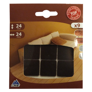 Patin carré feutre brun 24x24 - 9 pces