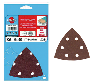 Patins triangles velcro 6 trous 94x94 grain 40 corindon - 6pces