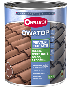 Peinture toiture OWATOP formule RUSTOL Rouge 2,5L