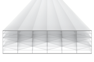Tôle POLYCARBONATE 32mm 3,50x1,23m OPALIN Anti-chaleur - U=1W/m²K - poids 3,8kg/m²