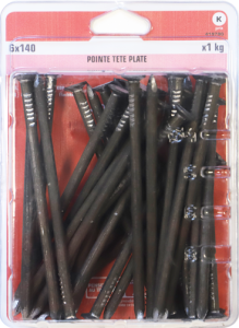 Pointe tête plate acier 6x140mm - 1kg