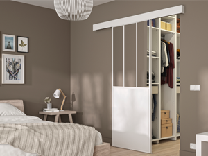 Porte coulissante ATELIER blanche 2m04x0m83 ép.40mm pour pose en applique