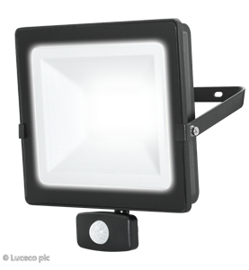 Projecteur LED Noir 4000lm + détecteur 50W 4000K IP54 fin de serie