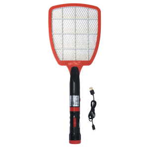 Raquette anti-insectes électrique FLY SHOCK & FLASH + fiche USB + lampe de poche rechargeable