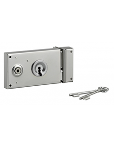 Serrure grille pêne dormant 1/2 tour zinguée droite 140x80mm