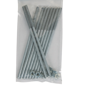 Tiges galva 7x300 + écrous - 10 pces