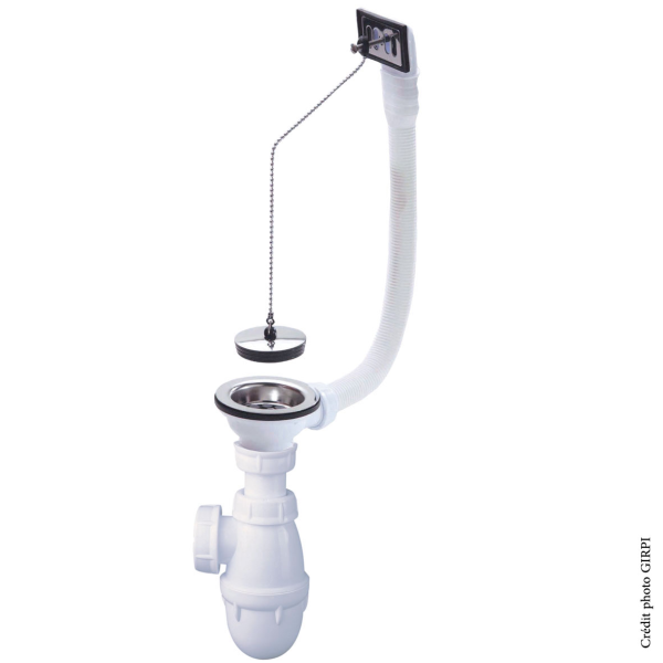 Vidage évier en grès 1 bac Ø60 bouchon chaînette. FIN DE SERIE - Zoom2