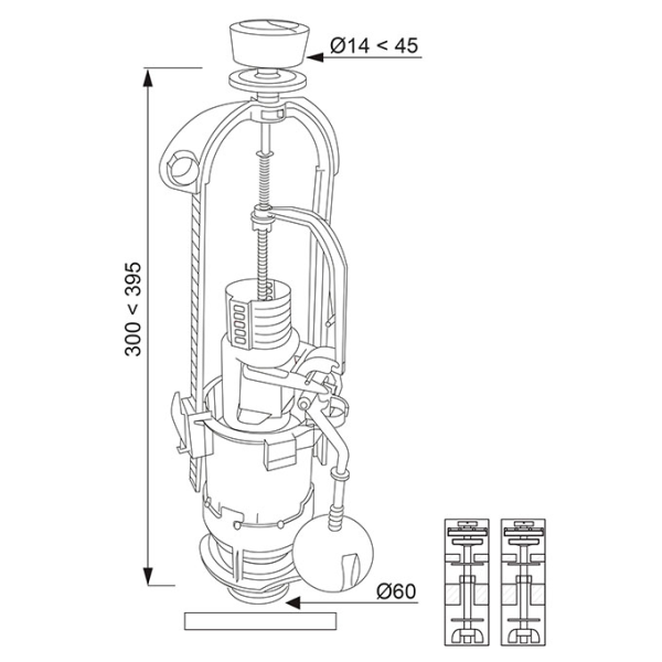 Mécanisme WC double chasse 3/6L à étrier - Zoom2