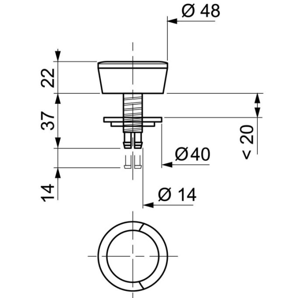 Bouton simple poussoir mécanisme de chasse d'eau - Zoom2