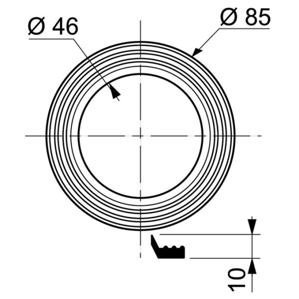 Joint de culot pour mécanisme WC Ø85 x Ø46 x ép.10mm - Zoom2