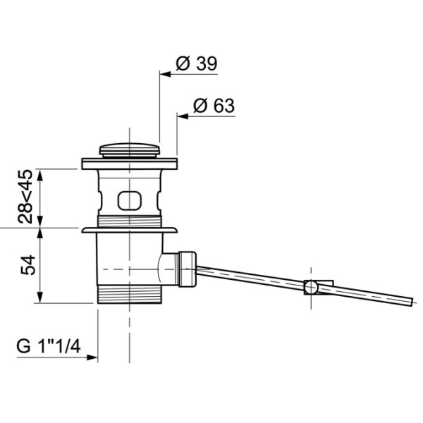 Bonde lavabo sans tirette - laiton chromé - Zoom2