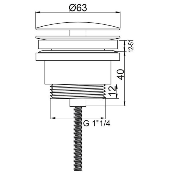 Bonde lavabo universelle laiton chrome - sans trop-plein - Zoom2
