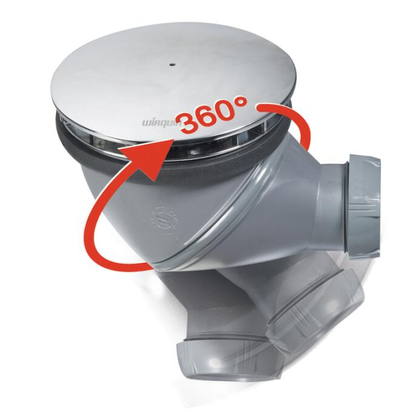 Bonde de douche Ø90mm - dôme ABS chrome JAMES - Sortie orientable à 360° NF - Zoom2