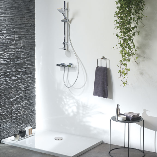 Bonde douche TOURBILLON Ø90mm sortie verticale - dôme ABS chrome - Zoom2